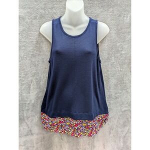 J Crew Mixed‎ Media Tank Top Womens Small Floral Contrast Bloomcore Cottagecore